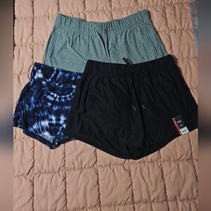 Women's Athletic Shorts - Black, Gray, Blue Tie-Dye